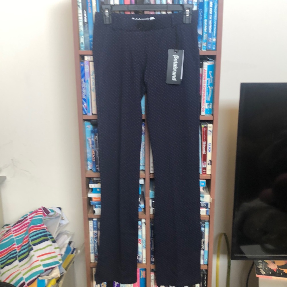 NWT Betabrand Dark Navy Blue Print Yoga Pants Sz XS